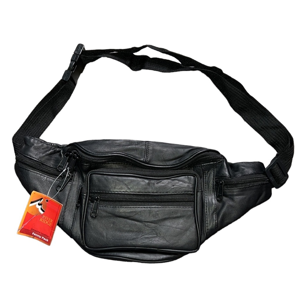 Black Genuine Leather Fanny Pack